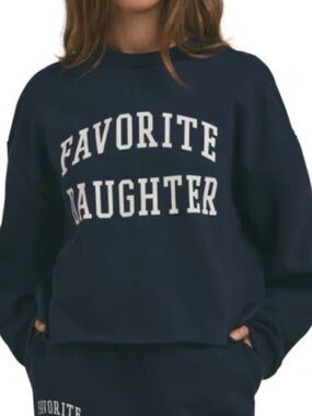 Favorite Daughter Navy Crewneck Cropped Collegiate Sweatshirt Size Small